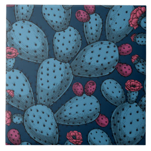 Blommar opuntia kakelplatta