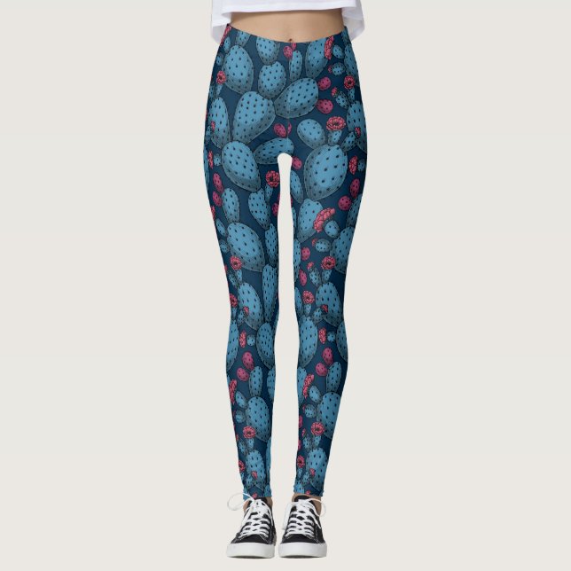 Blommar opuntia leggings (Framsida)