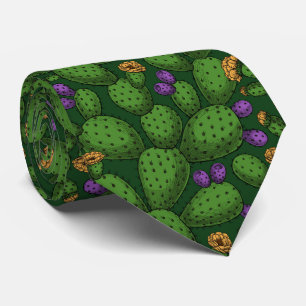 Blommar opuntia på mörk grönt slips