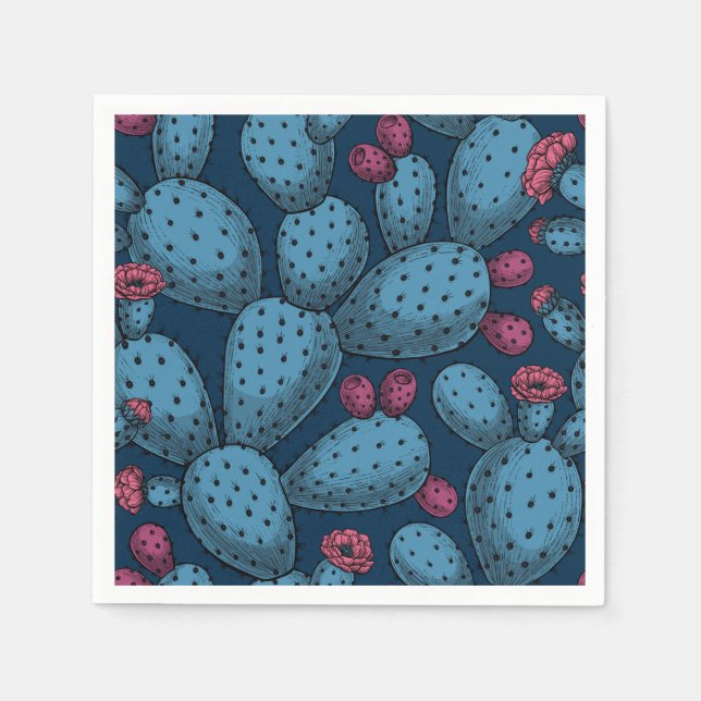 Blommar opuntia pappersservett (Framsidan)