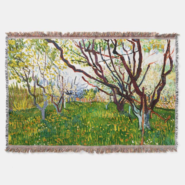 Blommar Orchard (1888) av Vincent Van Gogh Filt (Framsidan)