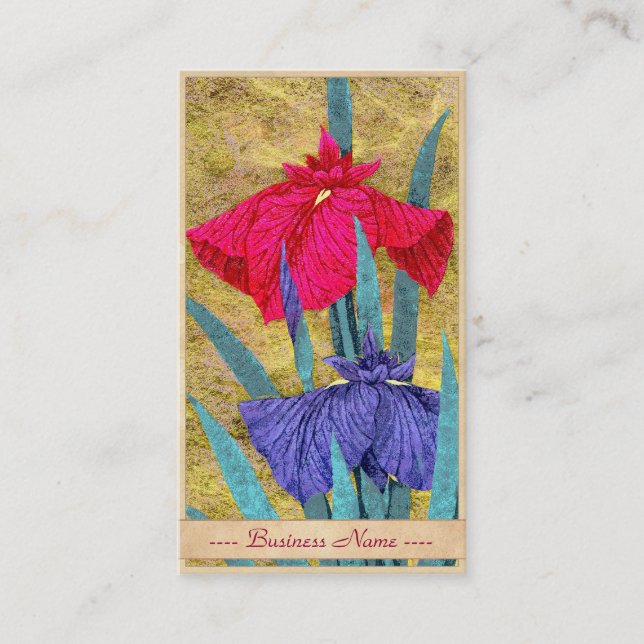 Blommar orientalisk abstrakt för Irises Visitkort (Framsida)