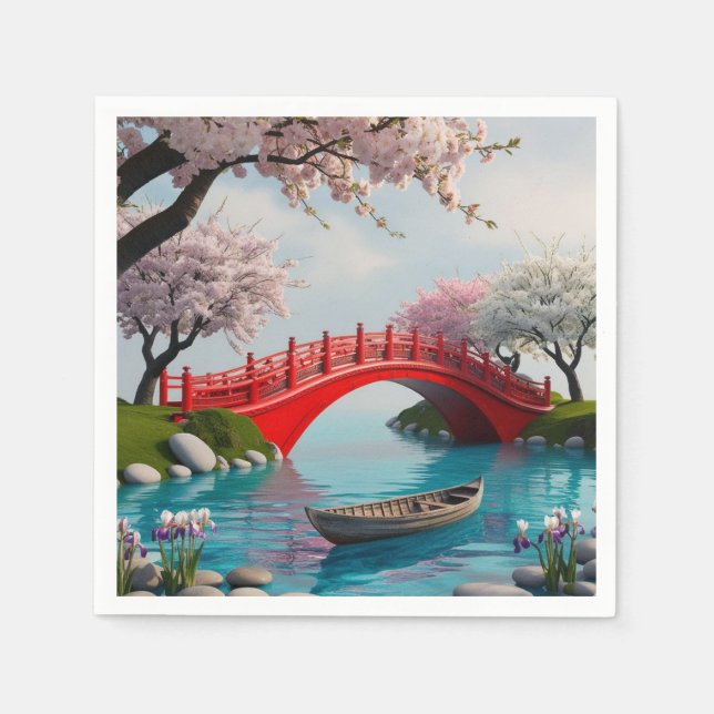 Blommar över Crimson Arch Pappersservett (Framsidan)