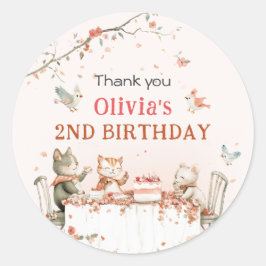 Blommar Party med katter Runt Klistermärke
