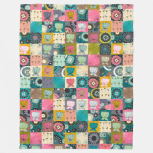 blommar patchworken fleecefilt