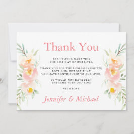 Blommar Peach Bröllop tackkort Tack Kort