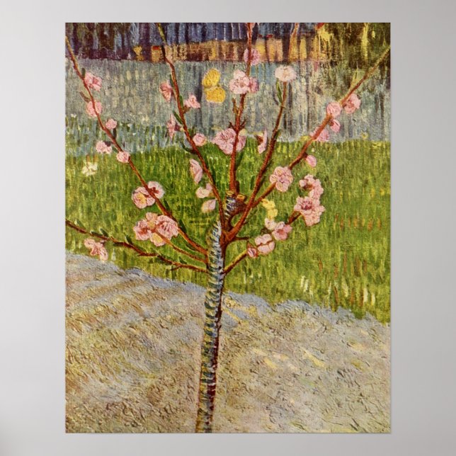 Blommar Peach Träd av Vincent Willem van Gogh Poster (Framsidan)