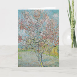Blommar Peach Träd Kort