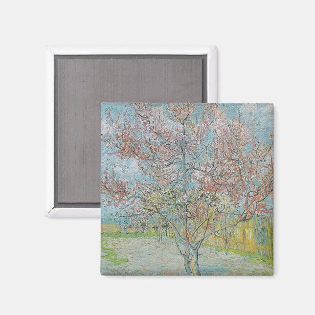 Blommar Peach Träd Magnet (Front/Back)