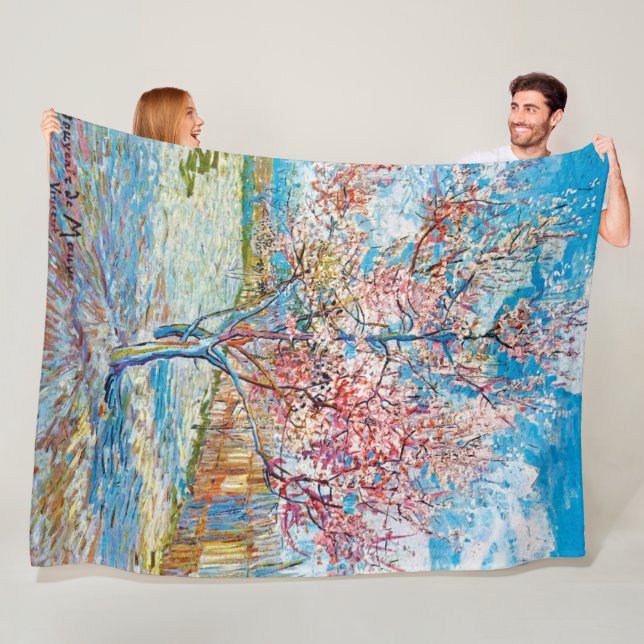 Blommar Peach Träd, Van Gogh Fleecefilt (På plats)
