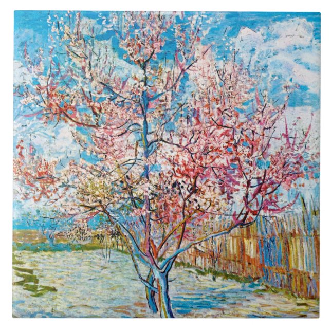 Blommar Peach Träd, Van Gogh Kakelplatta (Framsidan)