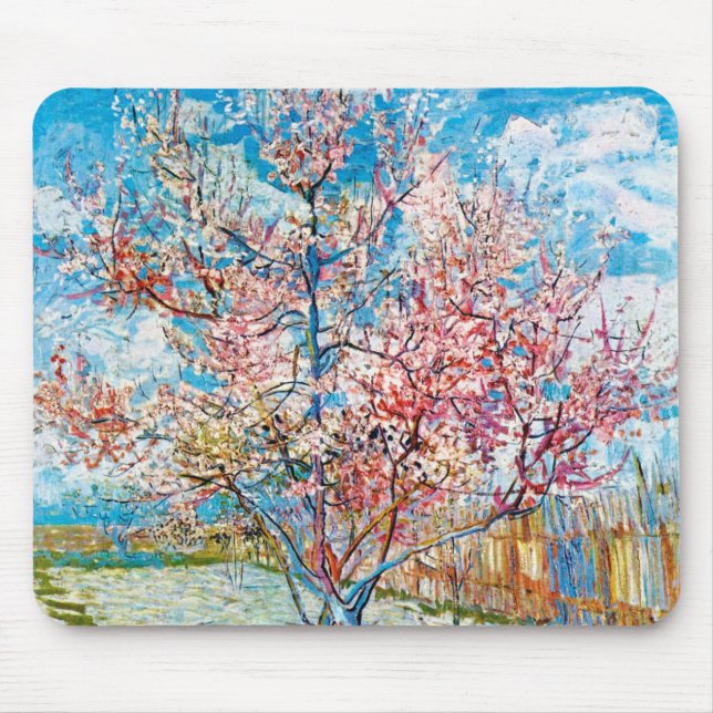 Blommar Peach Träd, Van Gogh Musmatta (Framsidan)