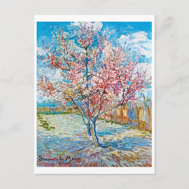 Blommar Peach Träd, Van Gogh Vykort (Framsida)