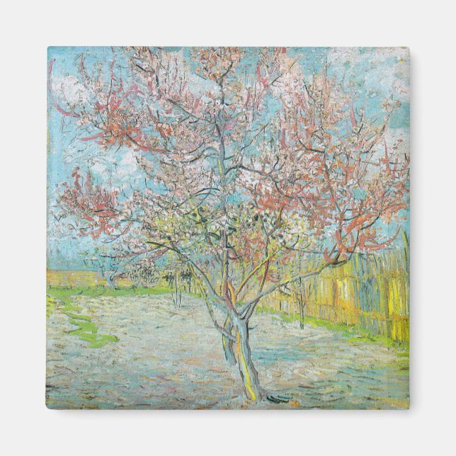 Blommar Peach Träd | Vincent van Gogh Magnet (Framsidan)