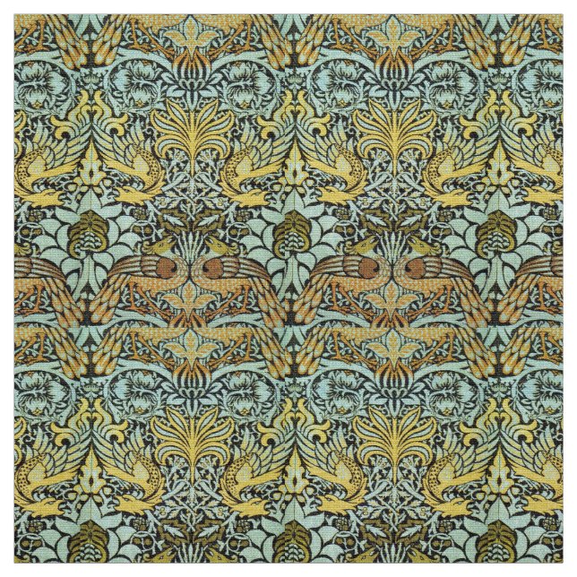 BLOMMAR, PEACOCKER OCH DRAGONER,Gult Bunt Grått Tyg (Prov)