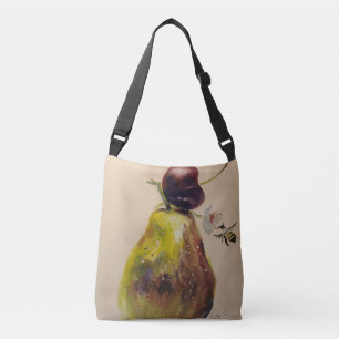 Blommar Pear och Bee Tote Axelväska