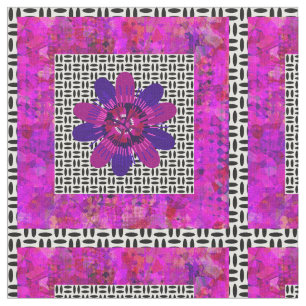 Blommar Petals in Rosa and Lila Black and White Tyg