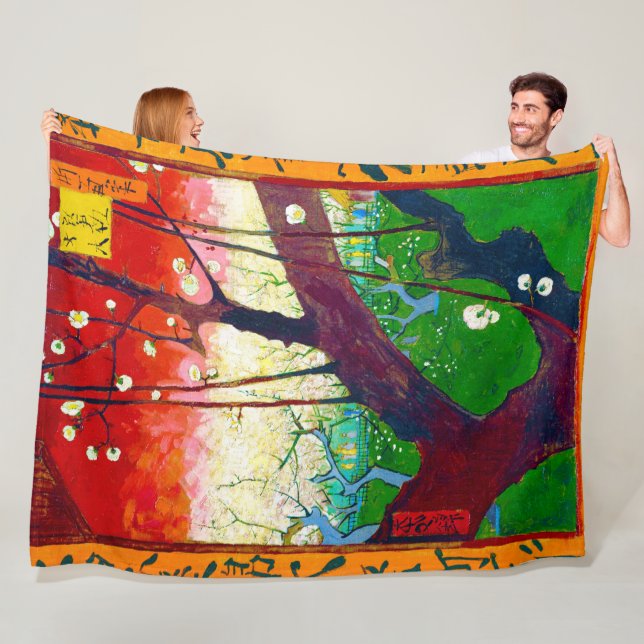 Blommar Plum Träd (efter Hiroshige), Van Gogh Fleecefilt (På plats)