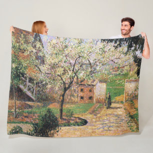 Blommar Plum Träd, Eragny Camille Pissarro Fleecefilt