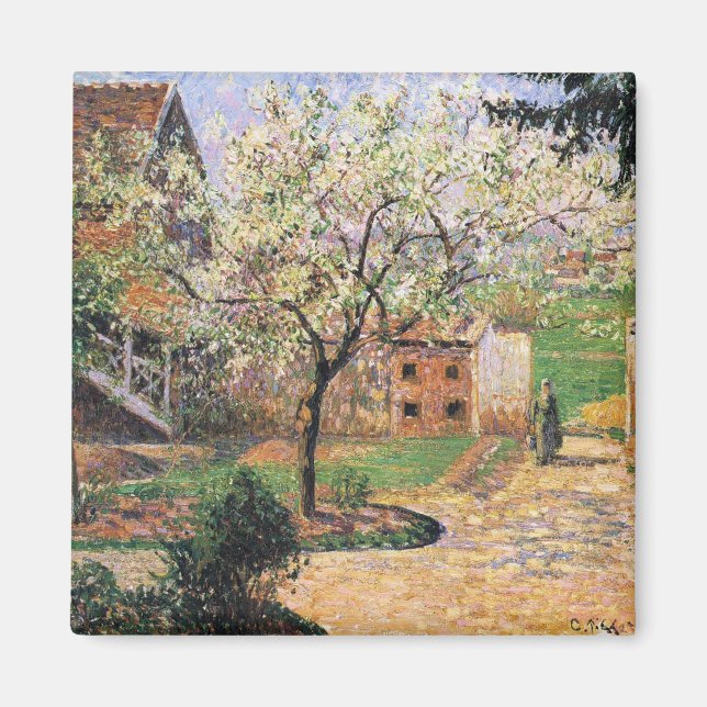 Blommar Plum Träd, Eragny Camille Pissarro Magnet (Framsidan)