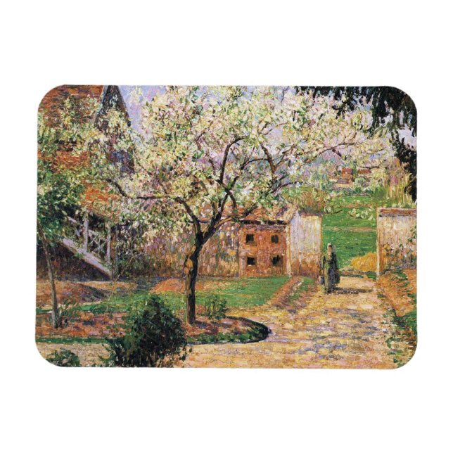 Blommar Plum Träd, Eragny Camille Pissarro Magnet (Horisontell)
