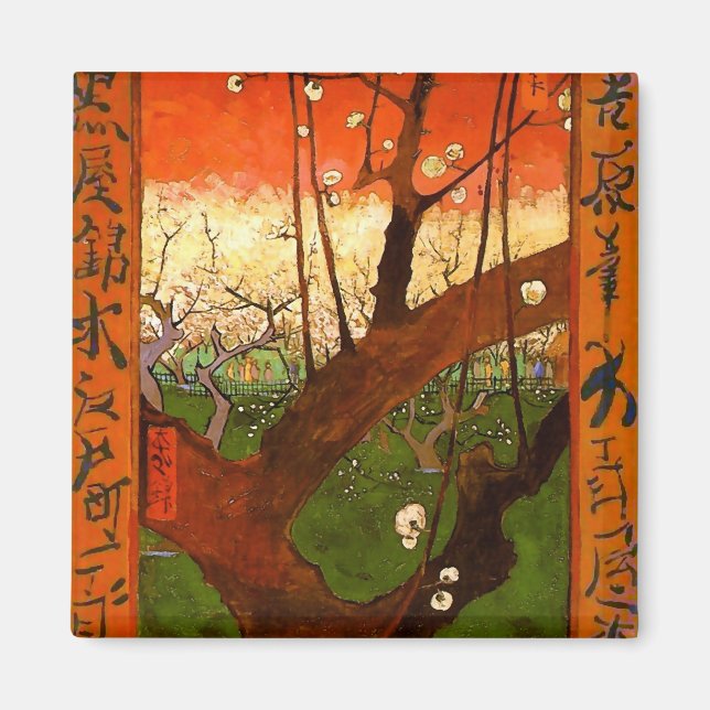 Blommar Plum Träd (Hiroshige) Van Gogh Fine Art Magnet (Framsidan)