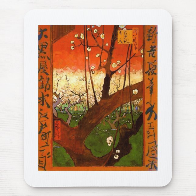 Blommar Plum Träd (Hiroshige) Van Gogh Fine Art Musmatta (Framsidan)
