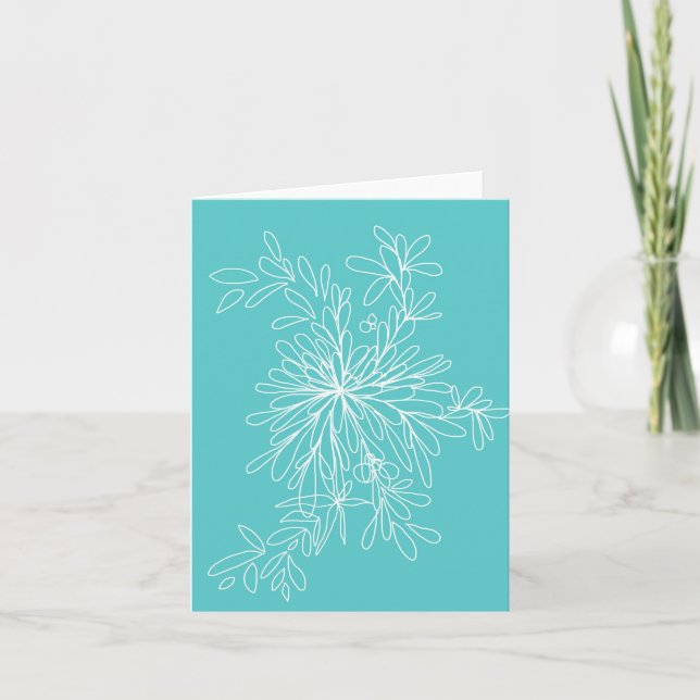 Blommar Pop Aqua-Notecard Kort (Framsida)