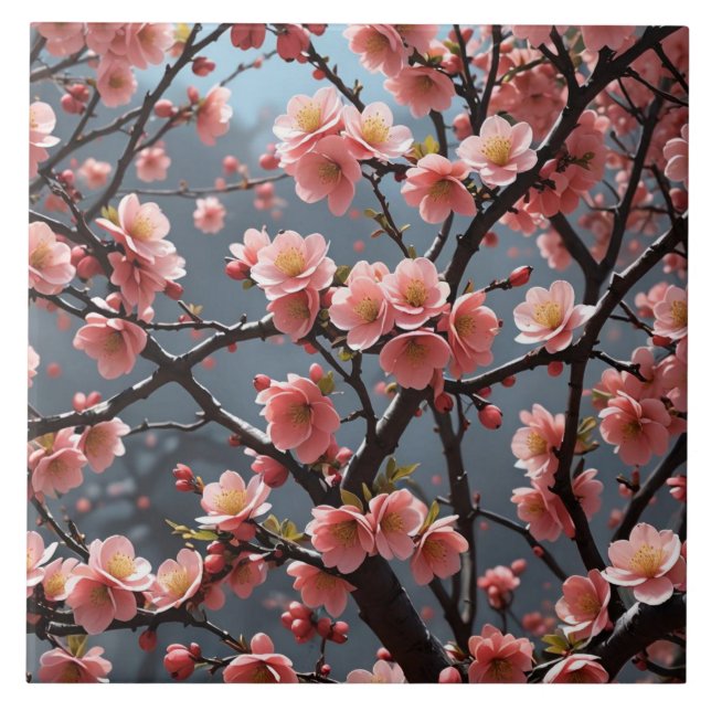 Blommar Quince-bild Kakelplatta (Framsidan)
