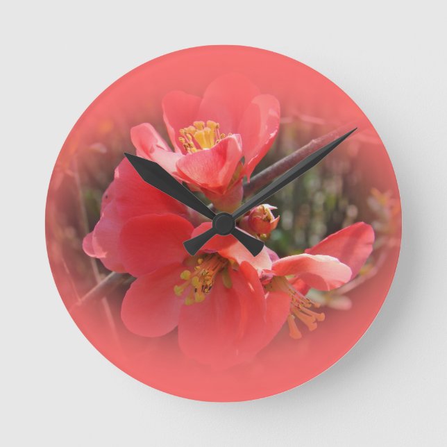 Blommar Quince Träd Rund Klocka (Framsida)