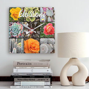 Blommar Quote Vivid Cacti Ro Close Photo Fyrkantig Klocka