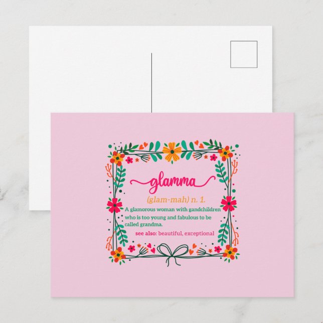 Blommar Ram Grandma Mormor Definition Vykort (Fram/baksida)