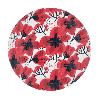 Blommar Red: Abstrakt Hand-Drawn Mönster.