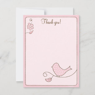 Blommar Rosa Bird 4x5 Flat Tackkort Anteckningskort