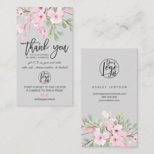 Blommar rosa blommigt logotyp order tack visitkort