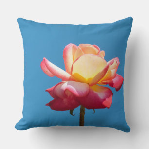 Blommar rosa gul ros kudde