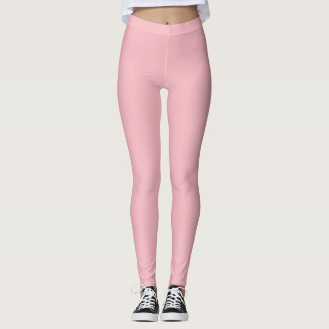 Blommar Rosa Solid Färg Leggings (Framsida)