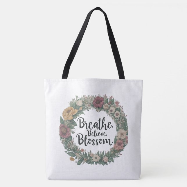 Blommar Shoulder Tote Tygkasse (Framsida)