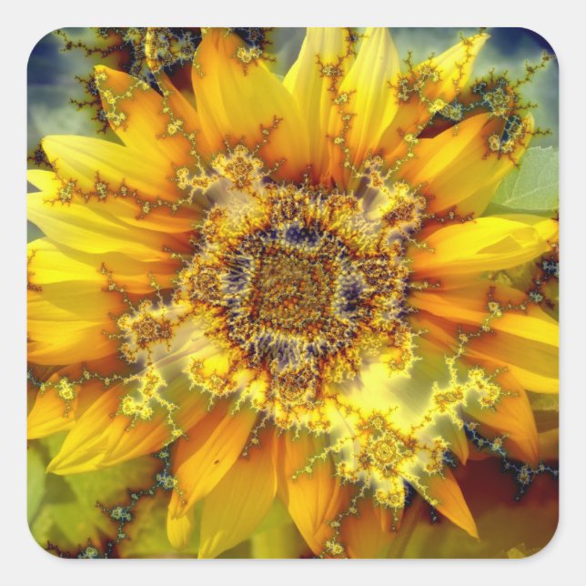 Blommar Sol Fyrkantigt Klistermärke (Framsida)