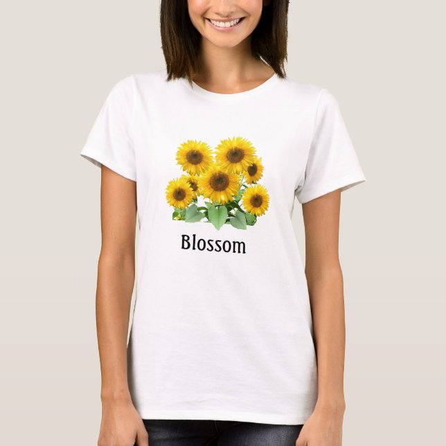 Blommar Solblommor T Shirt (Framsida)