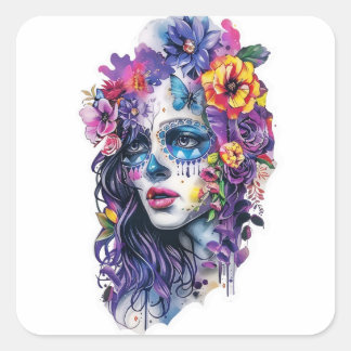 Blommar Soul Medley Fyrkantigt Klistermärke