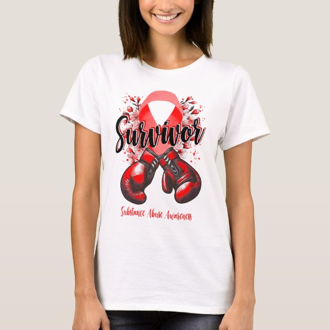 Blommar Substans Abuse Warrior Survivor T Shirt (Framsida)