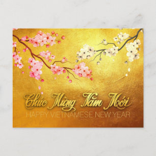 Blommar Tet Hoa Anh Dao Vietnamese nyår HHP Inbjudan Vykort