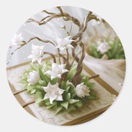 Blommar Träd som växer från Bok Runt Klistermärke