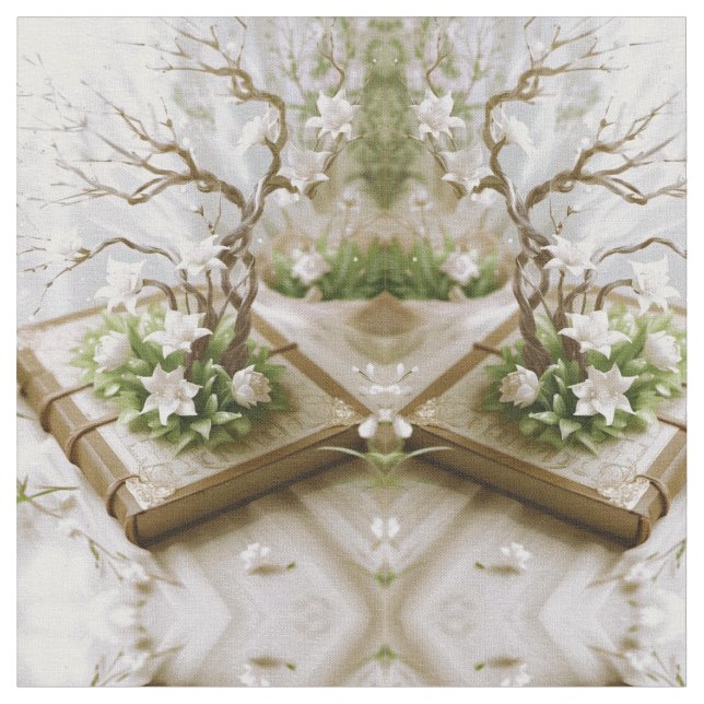 Blommar Träd som växer från Bok Tyg (Närbild)