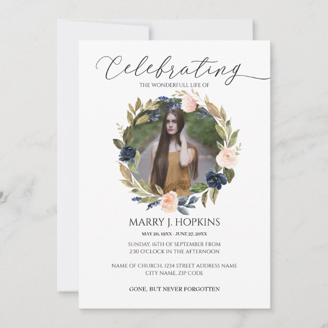 Blommar Utandning Foto på Firande av liv Inbjudningar (Framsida)