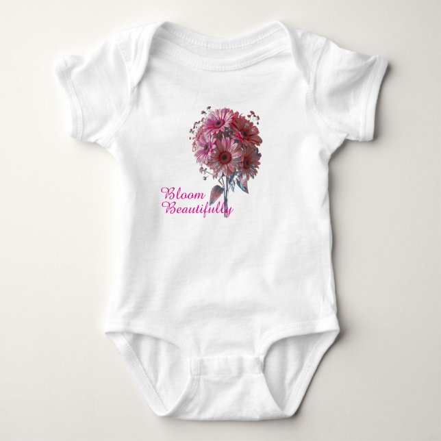 Blommar vackert blommig babybodysuit t shirt (Framsida)