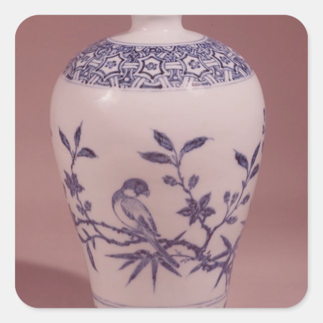 Blommar vas, Ming dynasty Fyrkantigt Klistermärke (Framsida)
