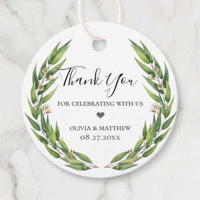 Blommar Willow Eucalyptus Utandning Gåvor Etiketter (Framsida)