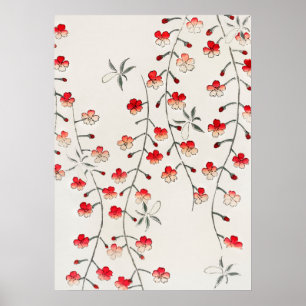 Blommar Woodblock för japansk Sakura Cherry Poster